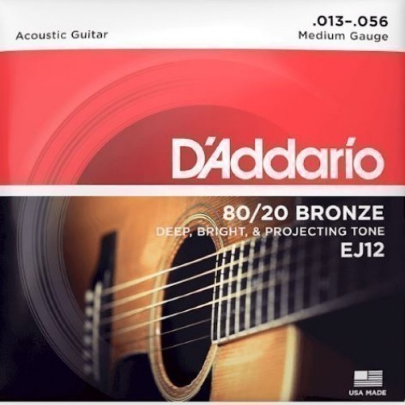 D'Addario EJ12 Acoustic Guitar String Set, Medium Gauge 13-56
