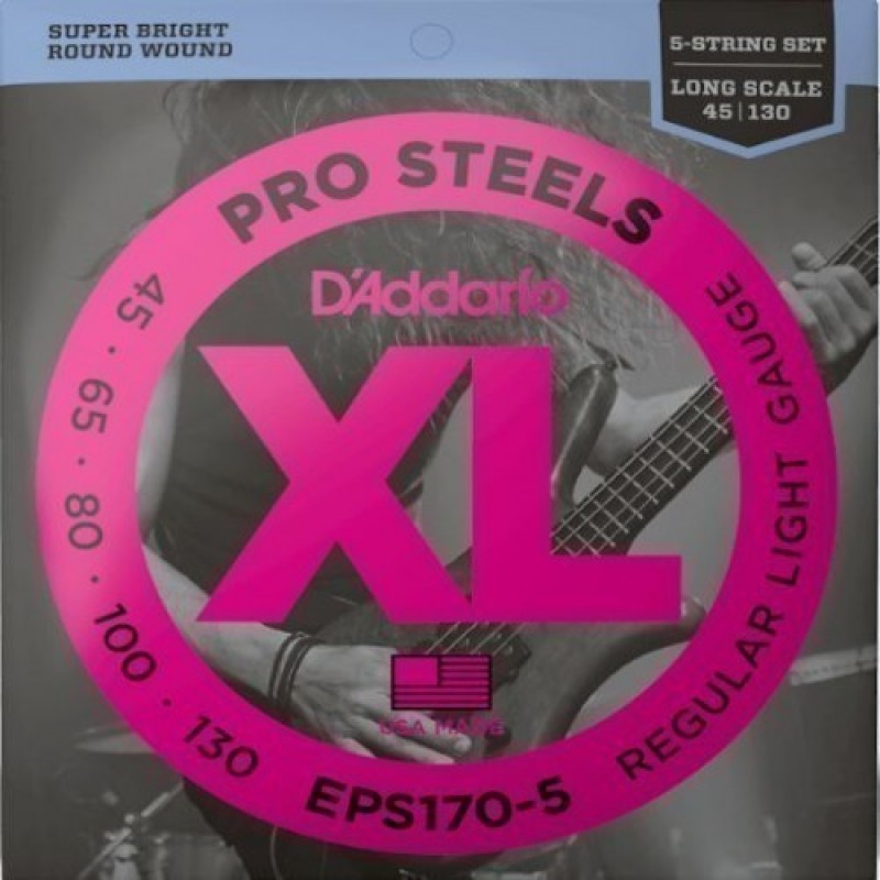 D'Addario EPS170-5 Electric Bass Guitar string set, Light 5 String/Long Scale