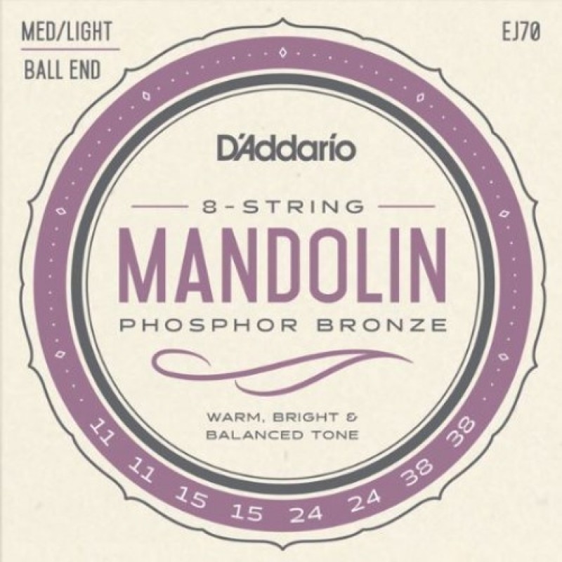 D'Addario EJ70 Mandolin string setMedium/Light, Ball End, 11-38