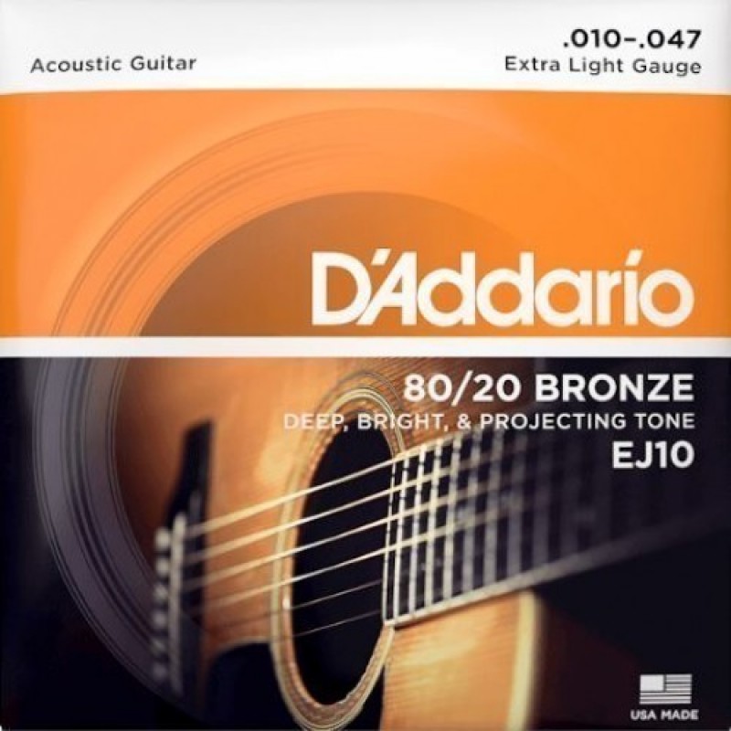 D'Addario EJ10 Acoustic Guitar string set, Extra Light, 10-47