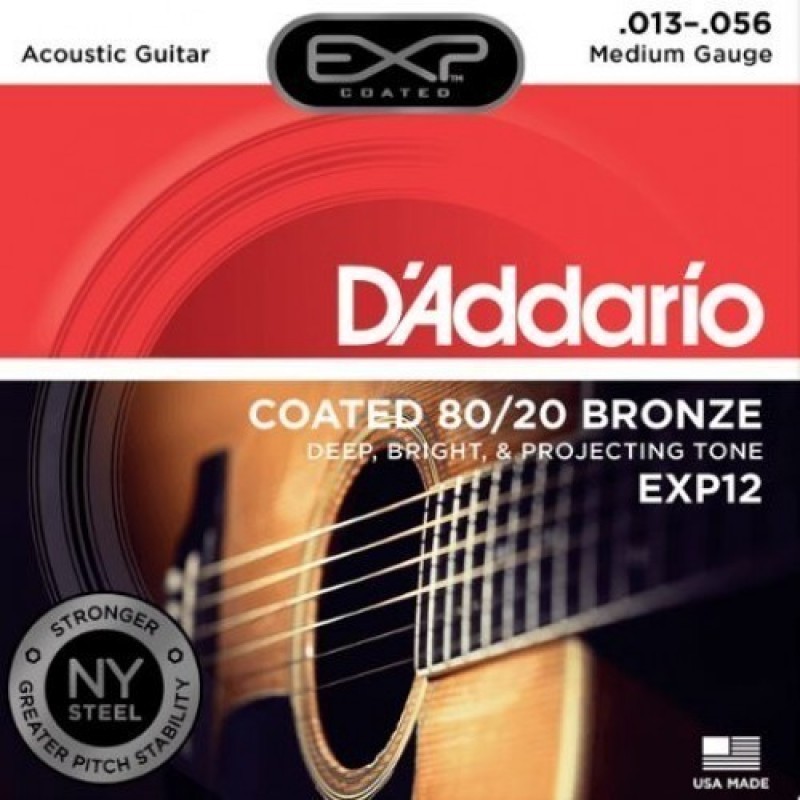 D'Addario EXP12 Acoustic Guitar String Set, Medium 13-56