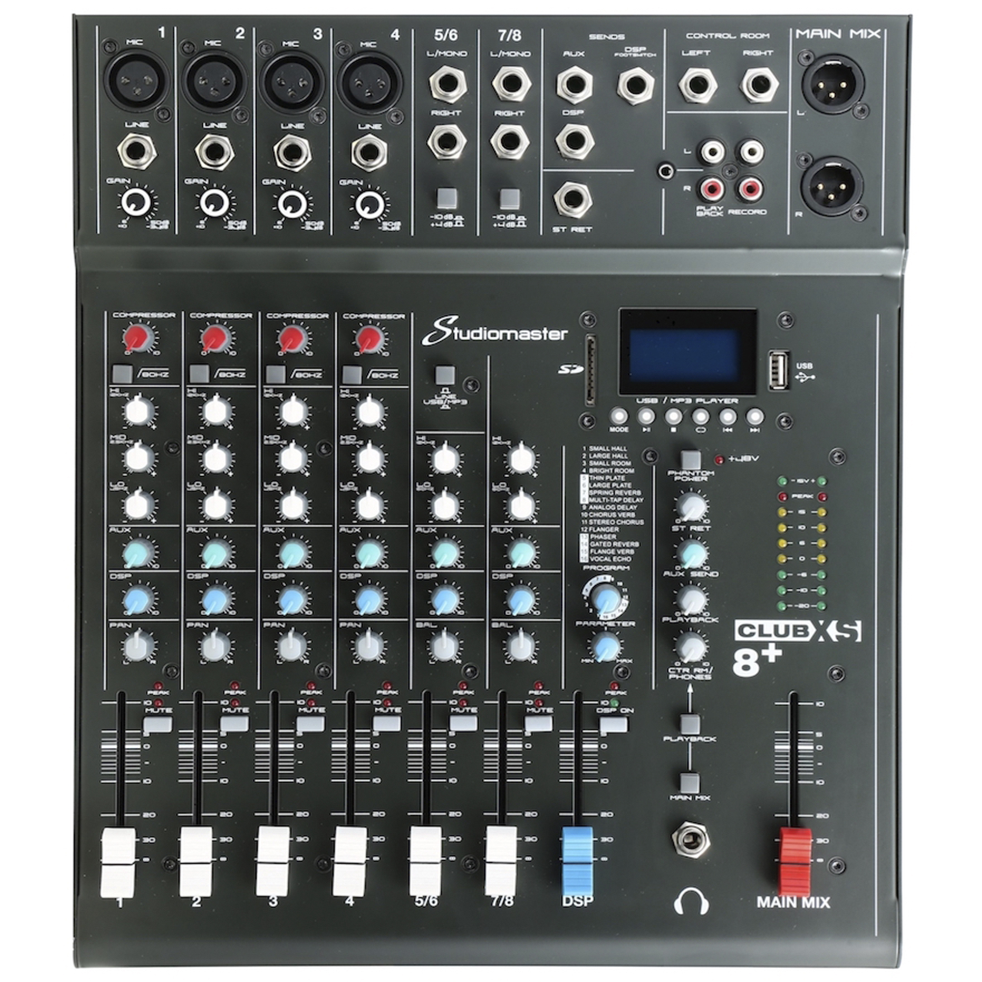 Studiomaster CLUBXS8+ 8 Channel Mixing Console With Bluetooth & DSP